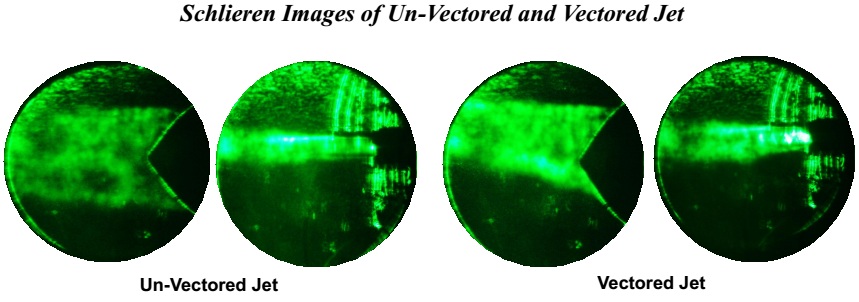 schlieren images of vectored  jet exhaust