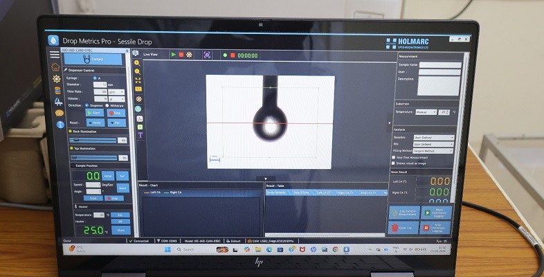 Software Interface–Contact Angle Meter