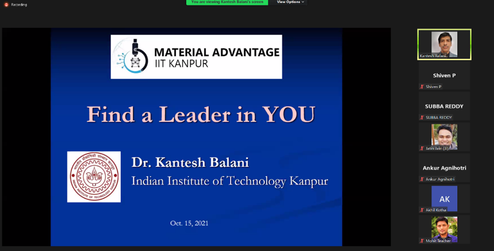 Find a leader in you by Prof. Kantesh Balani