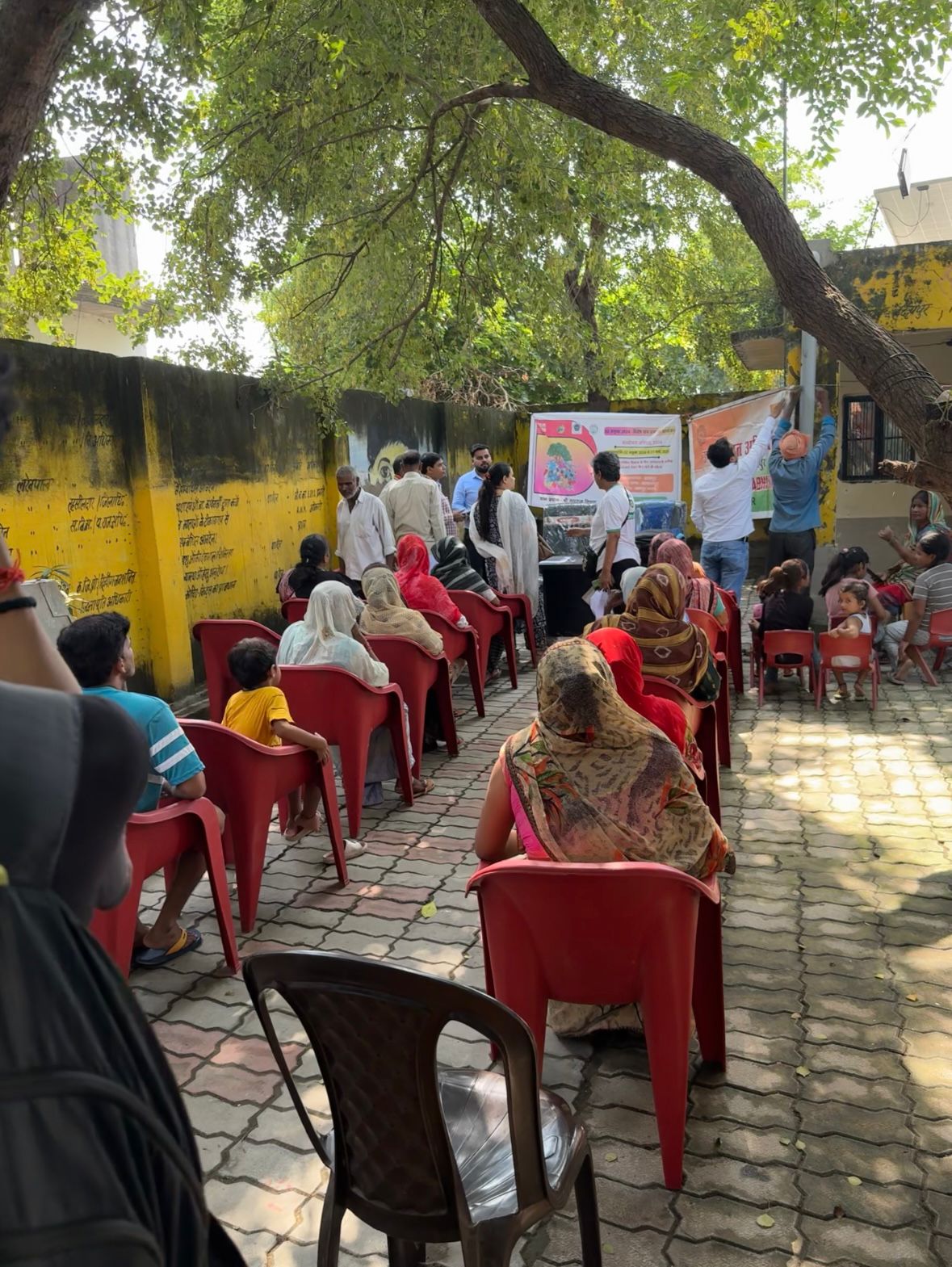 Dignitaries attending the Gram Sabha
