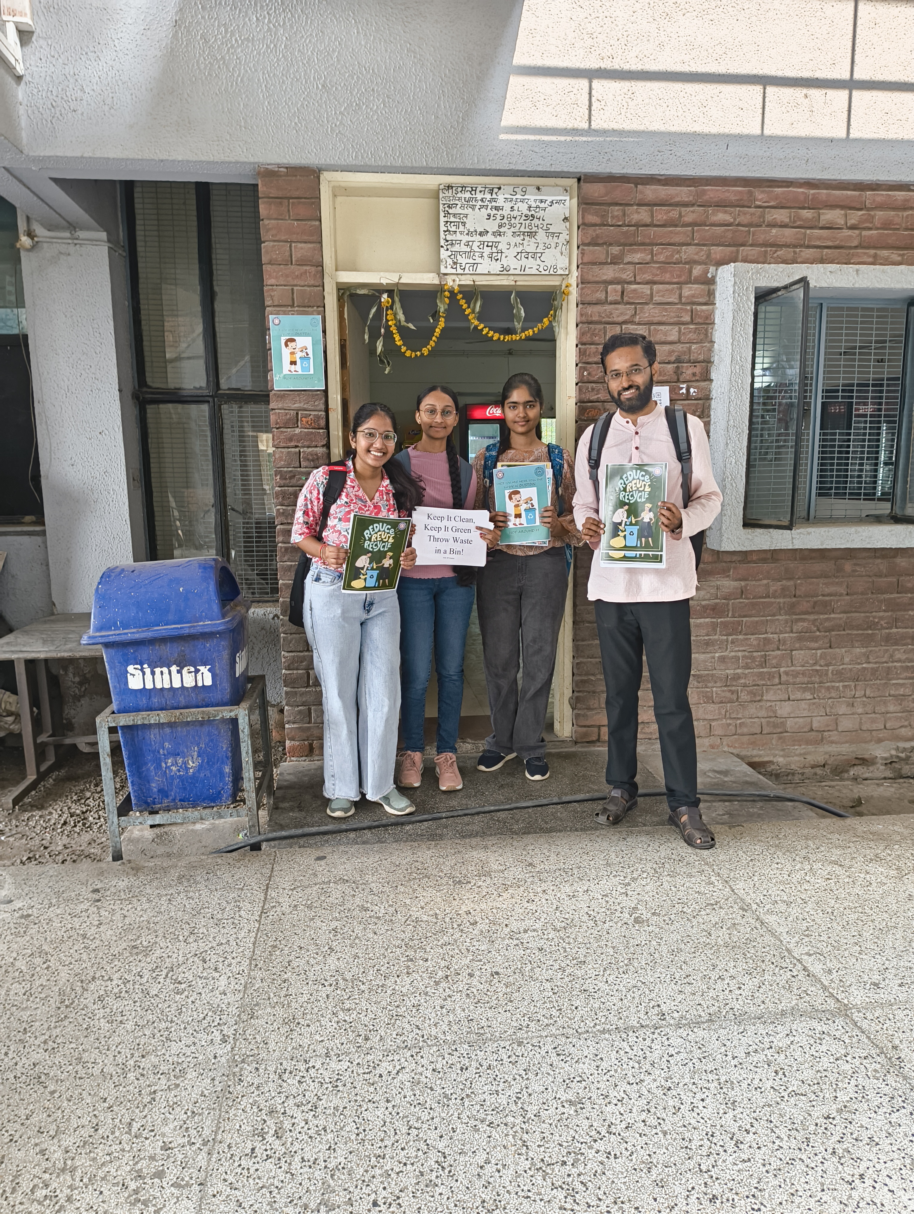 Example of proper waste disposal bin usage